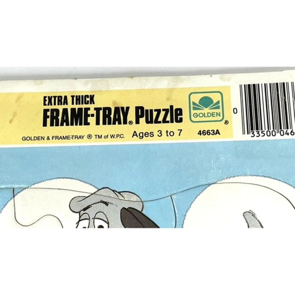 Vintage 1986 Pound Puppies Puzzles Frame Tray‎ Extra Thick Golden LOT of 2